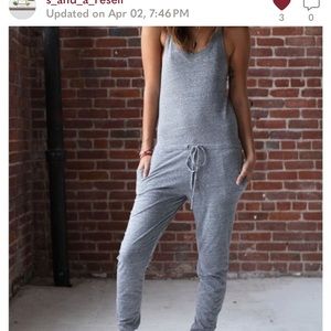 Spiritual Gangster Racerback Jumpsuit Drawstring Waist Sleeveless Tapered Suit